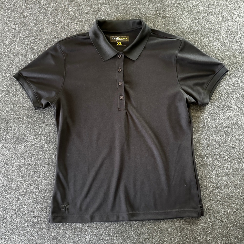 Loudmouth Golf Womens XL Black Short Sleeve Performance Polo Shirt Solid Pique